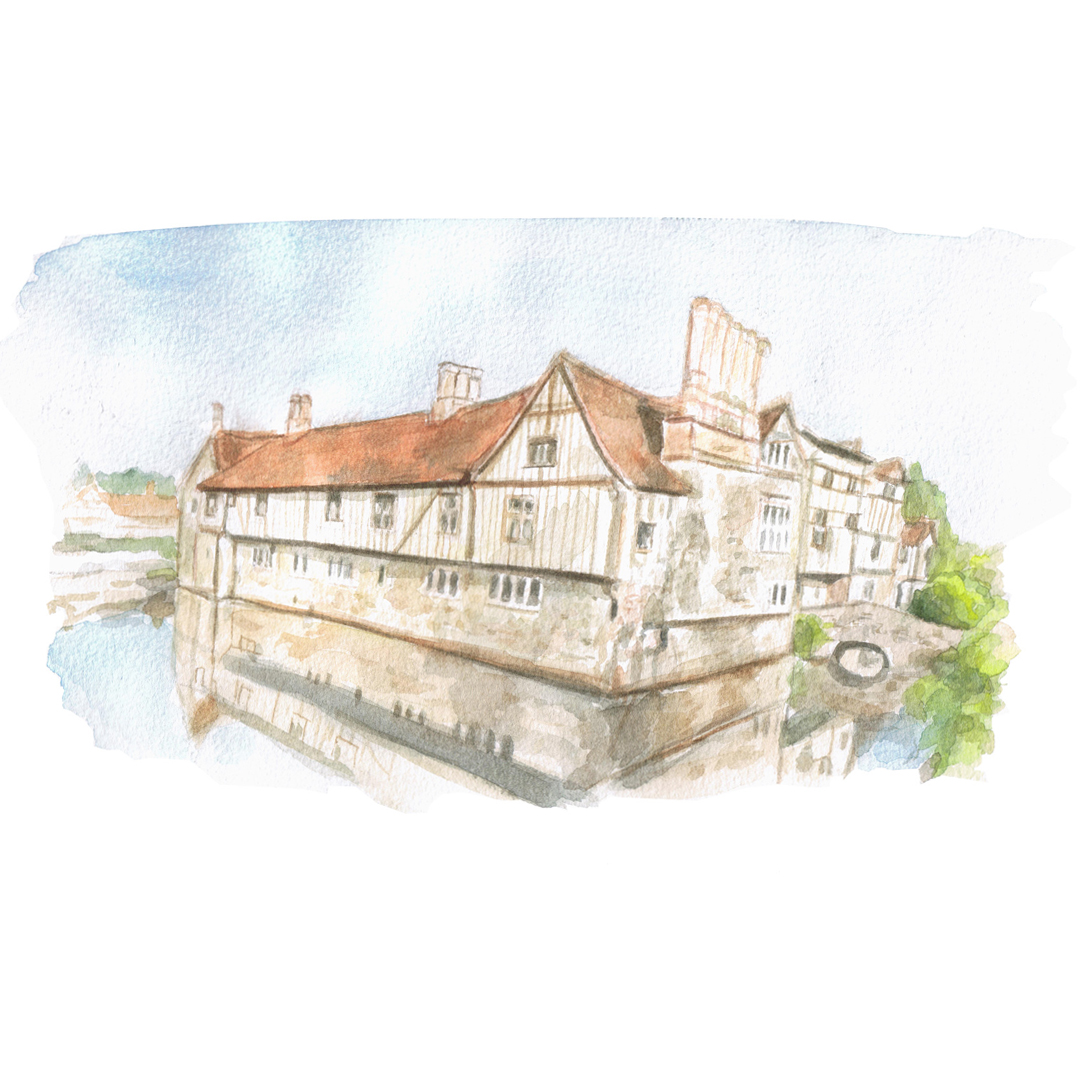 Watercolour painting of Ightham Mote, Kent